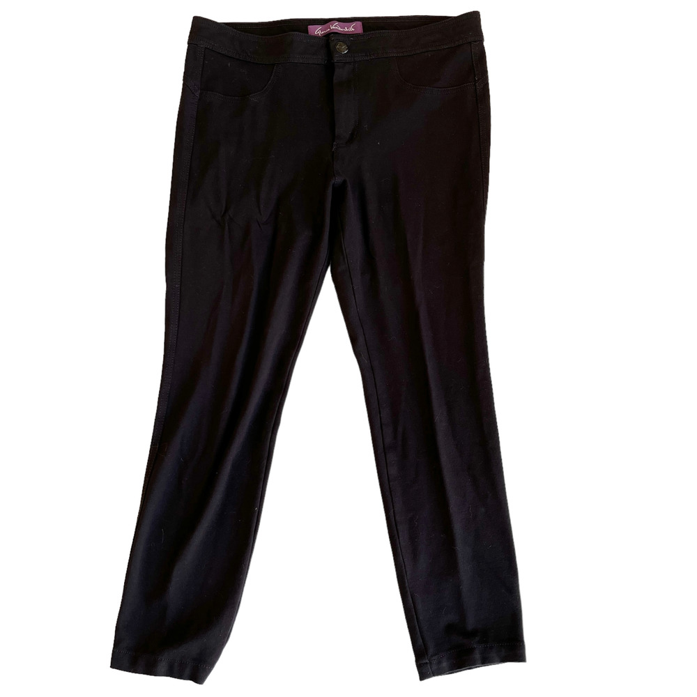 Gloria Vanderbilt Womens Pants 16P Black Leggings Zip Front Stretch Knit MidRise